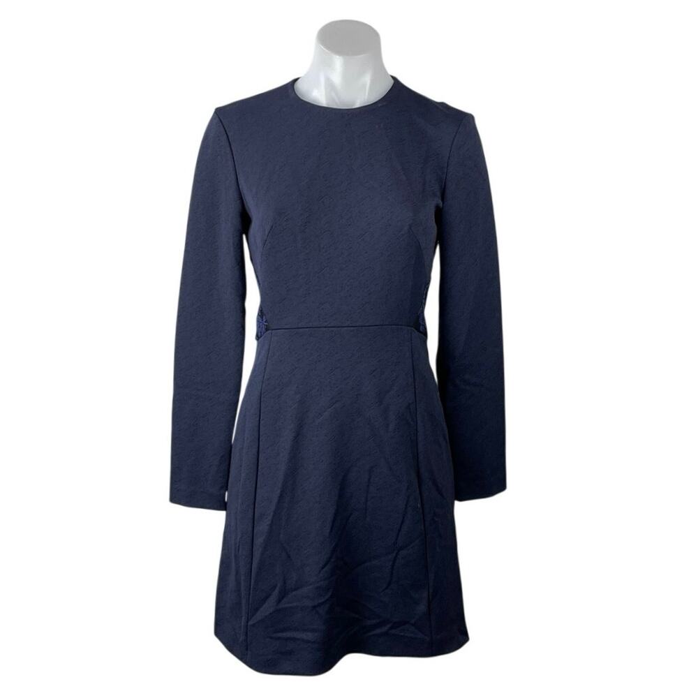 Sandro Ezti Navy Blue Lace Back Embroidered A Line Fit & Flare Mini Dress Size 1